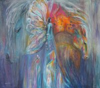 Butterfly Shaman horse art boho colorful wall art print