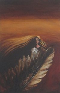 Crystal Feather original painting blonde woman shaman