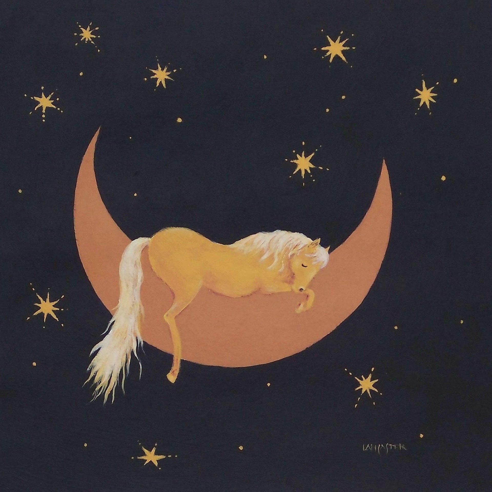Sweet Sleep pony nursery art print palomino moon