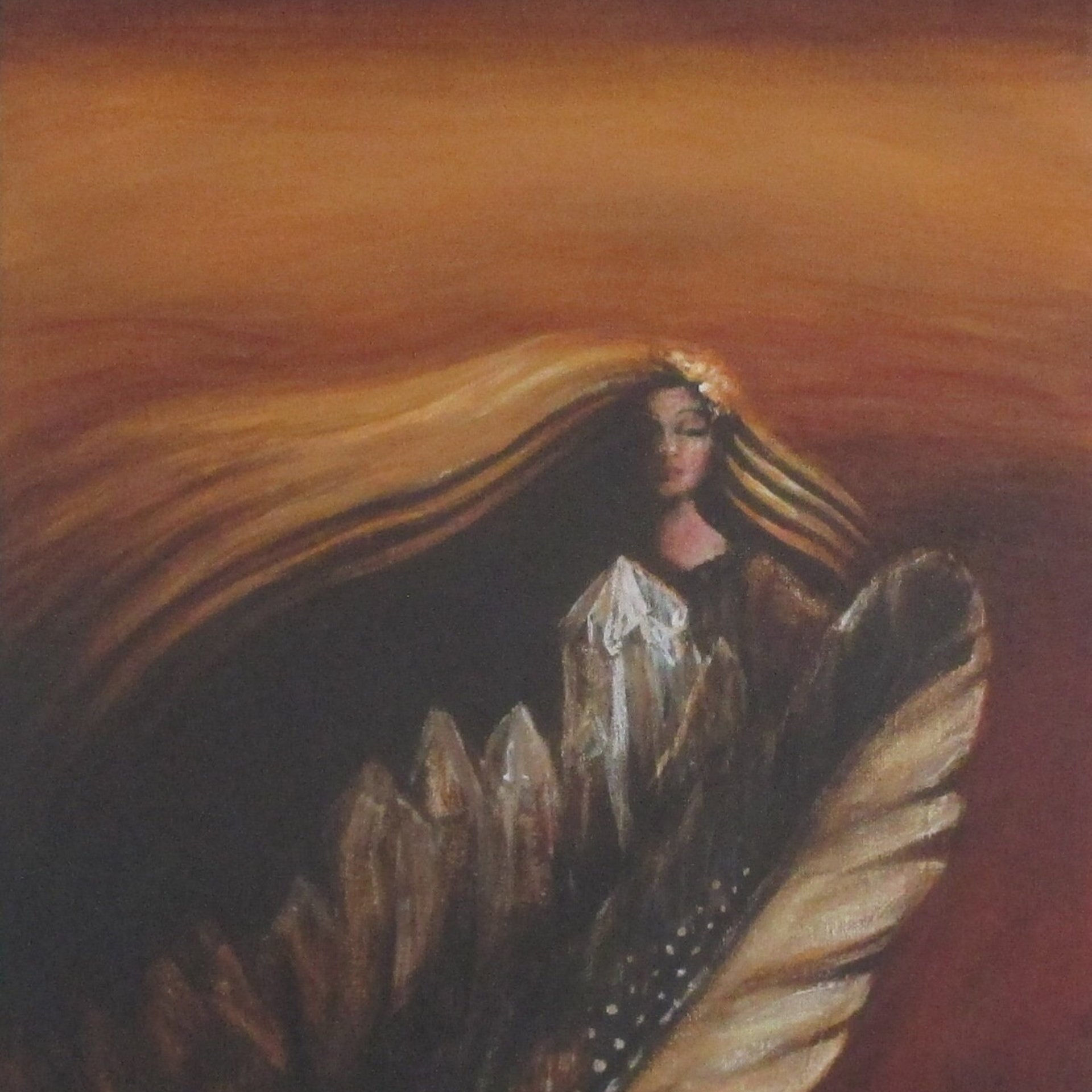 Crystal Feather original painting blonde woman shaman