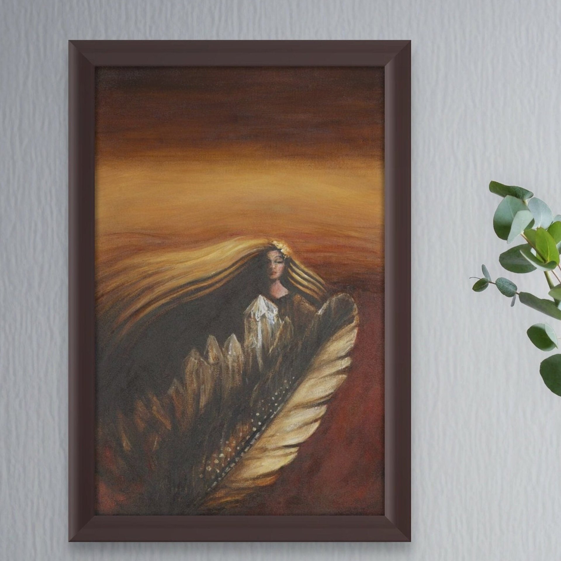 Crystal Feather original painting blonde woman shaman