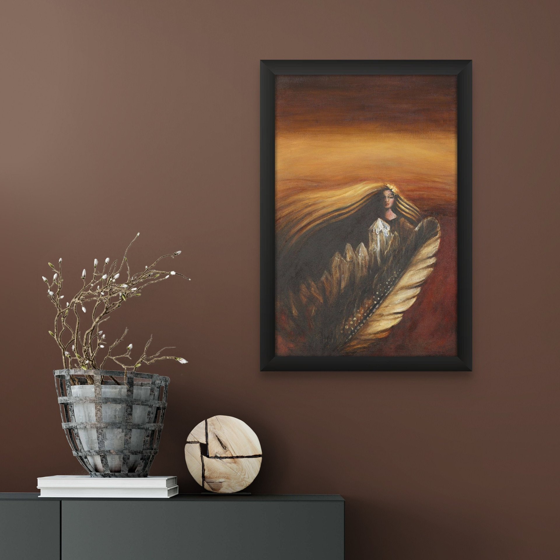 Crystal Feather original painting blonde woman shaman