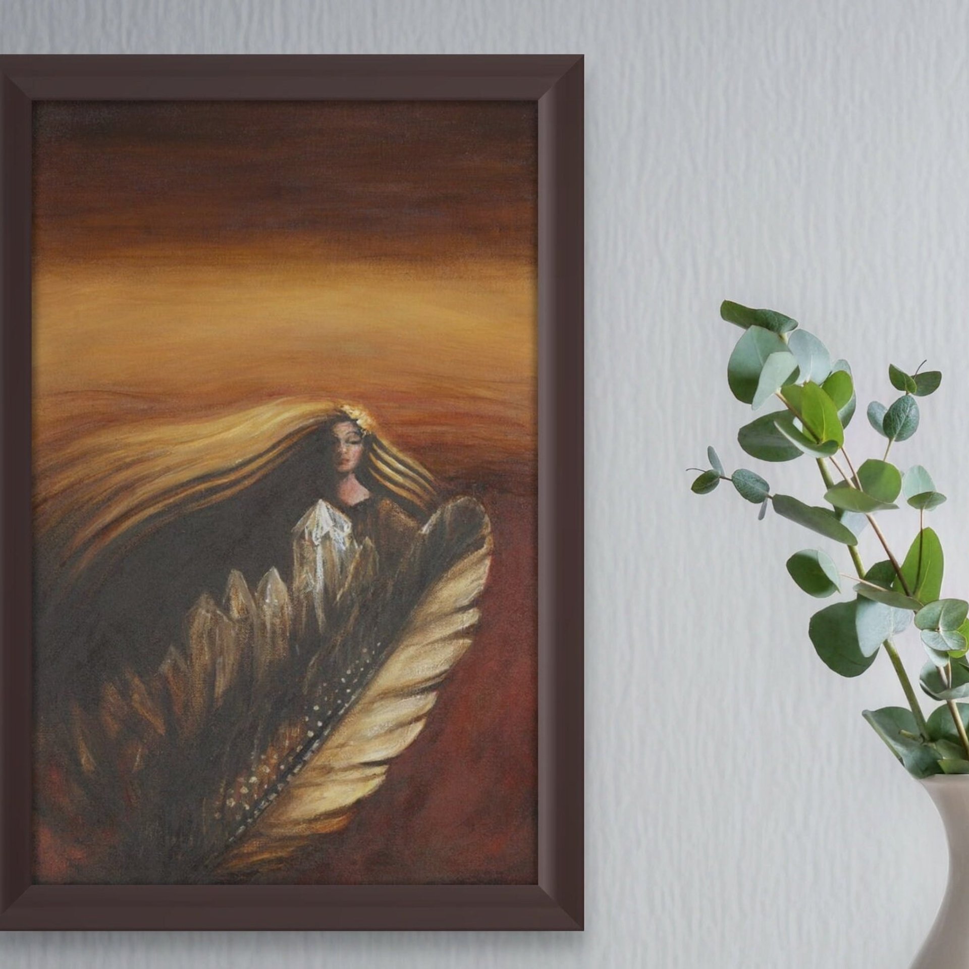 Crystal Feather original painting blonde woman shaman