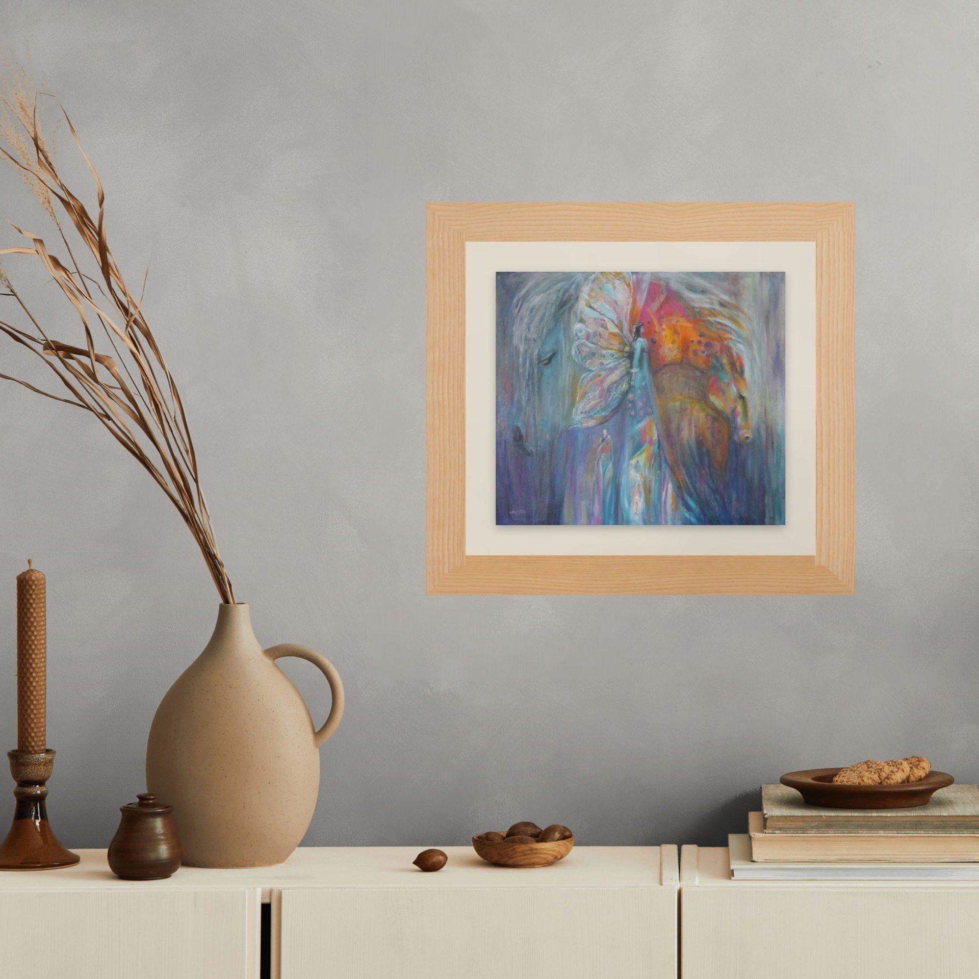 Butterfly Shaman horse art boho colorful wall art print